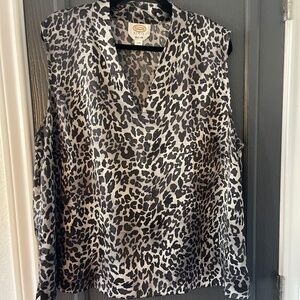 Talbots 100% silk grey leopard print tank